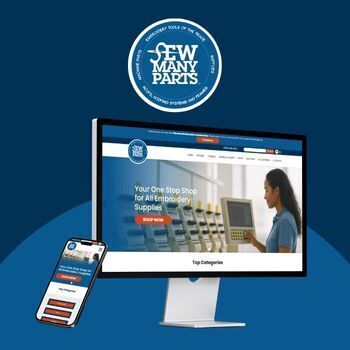 Sew Many Parts website on phone and computer screen with logo
